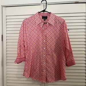 Foxcroft Wrinkle Free Button Down Short Top size 12 Shape Fit